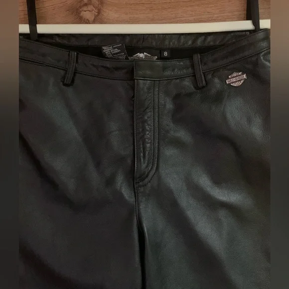 Harley-Davidson Black Leather at Front Pants‎